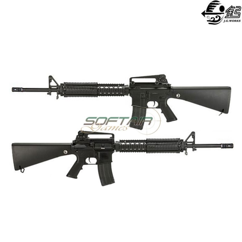 Electric Rifle M16a4 Full Metal Black Jing Gong Jg 6620 M Bk